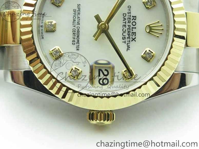 MiroTime 0520 ModernLook Datejust 31mm 278273 SS YG BP Maker Best Edition White MOP Diamonds Dial on SS YG Oyster Bracelet 2723